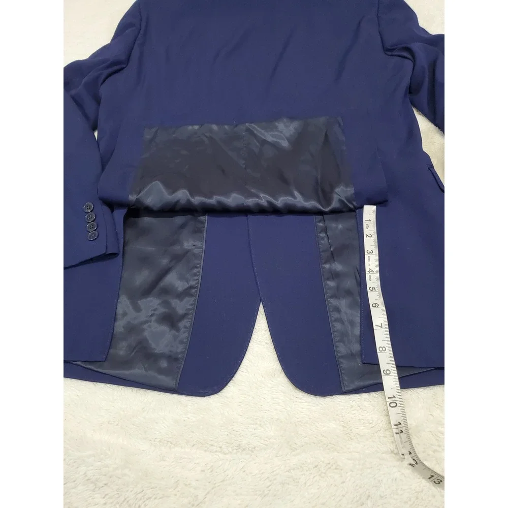 Calvin Klein Blue Office Suit Jacket Blazer 42L Pant 37x32 Classic Work Formal